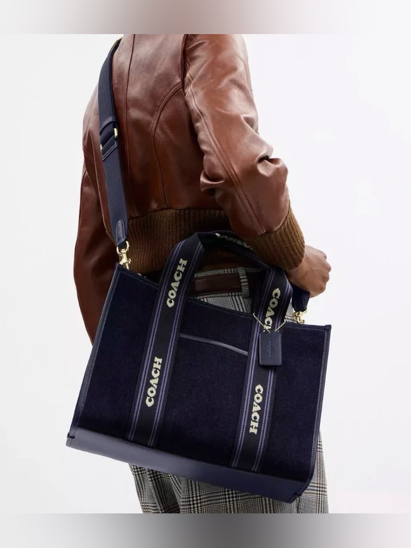Nib + Nwt Coach Smith Tote Bag In Gold/Dark Denim Gold Multi $428 Msrp